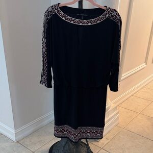 White House Black Market Black Dress with Red Accents